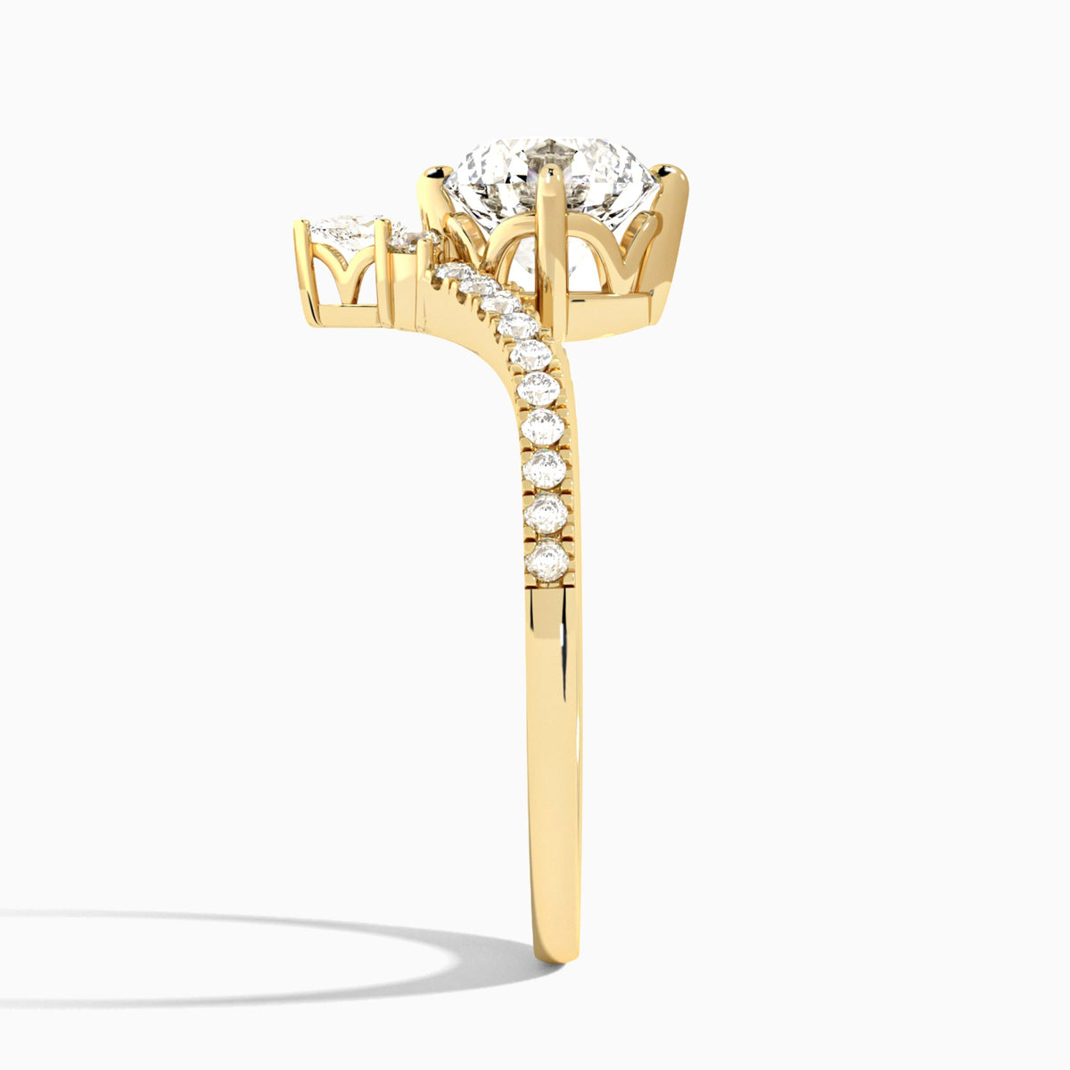 Round Nova Lab Grown Diamond Engagement Ring In 14K Yellow Gold, Side View