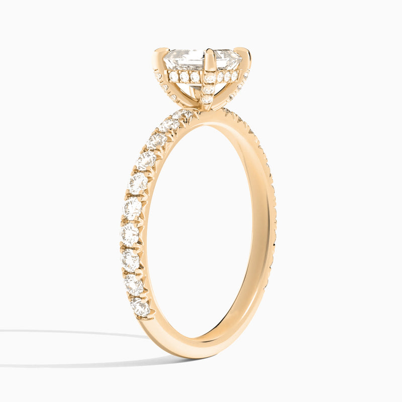 Asscher Artemis Lab Grown Diamond Engagement Ring In 14K Rose Gold, Angle View