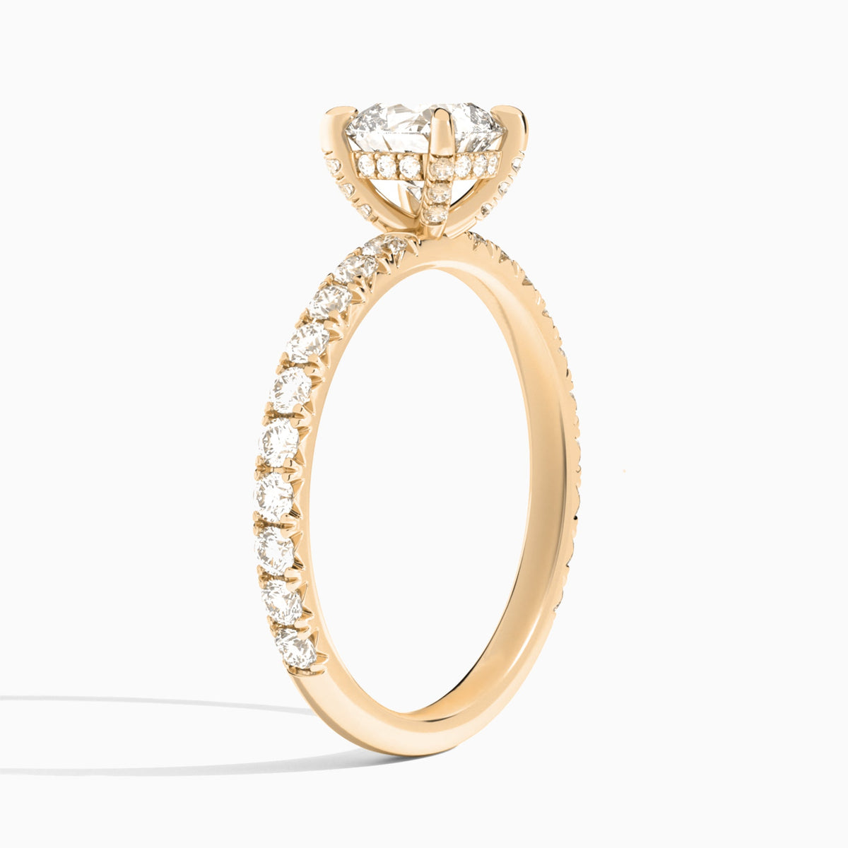 Cushion Artemis Lab Grown Diamond Engagement Ring In 14K Rose Gold, Angle View