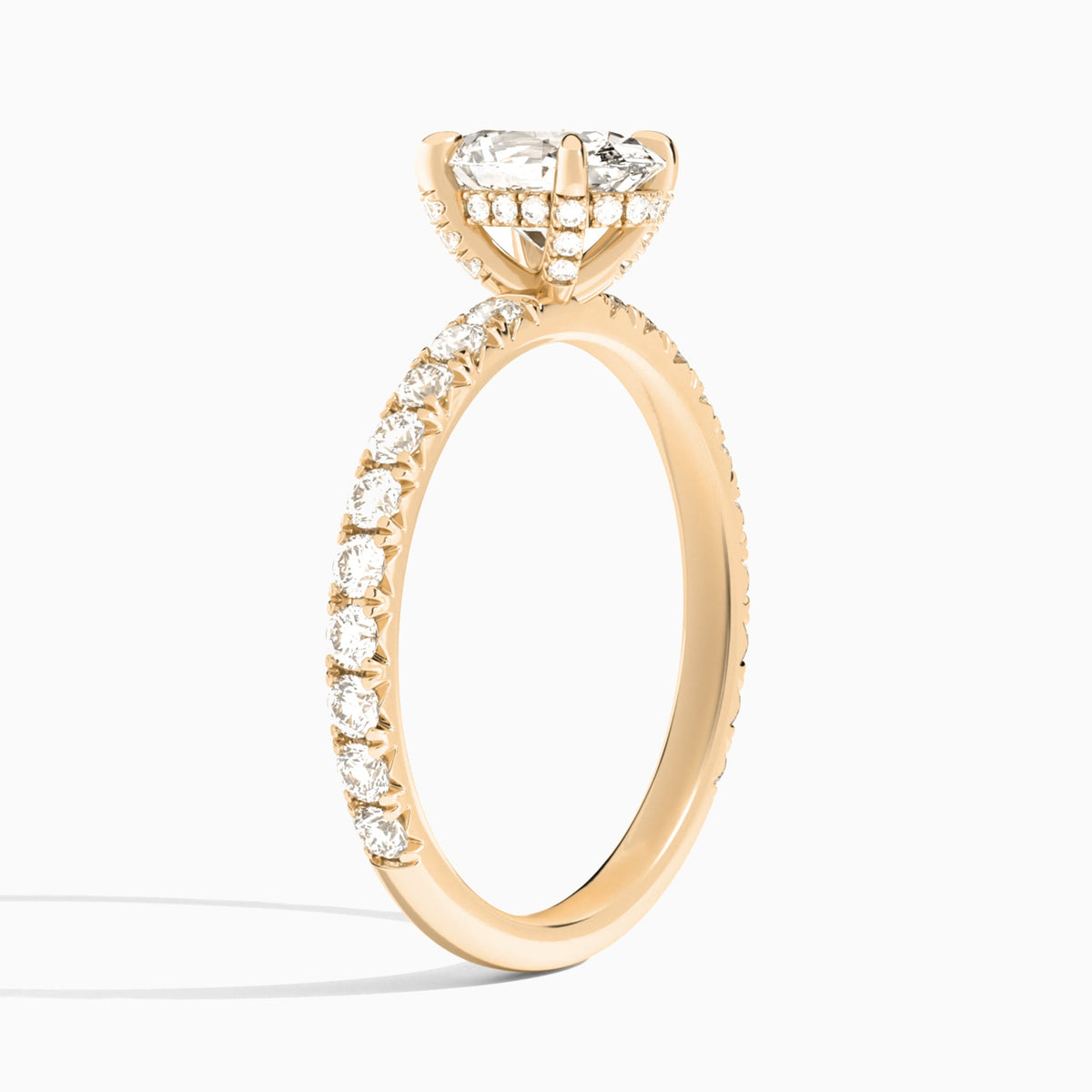 Oval Artemis Lab Grown Diamond Engagement Ring In 14K Rose Gold, Angle View