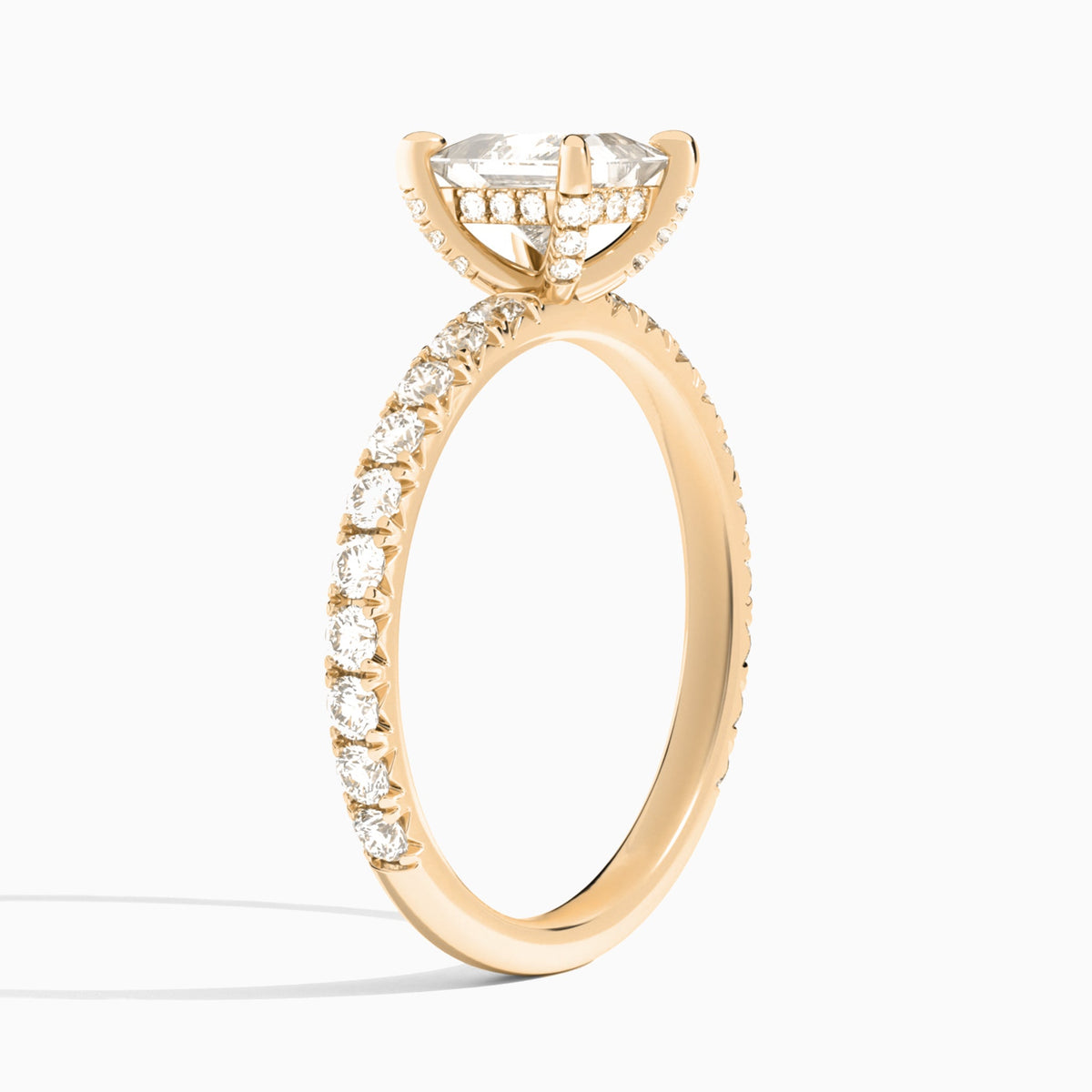 Princess Artemis Lab Grown Diamond Engagement Ring In 14K Rose Gold, Angle View