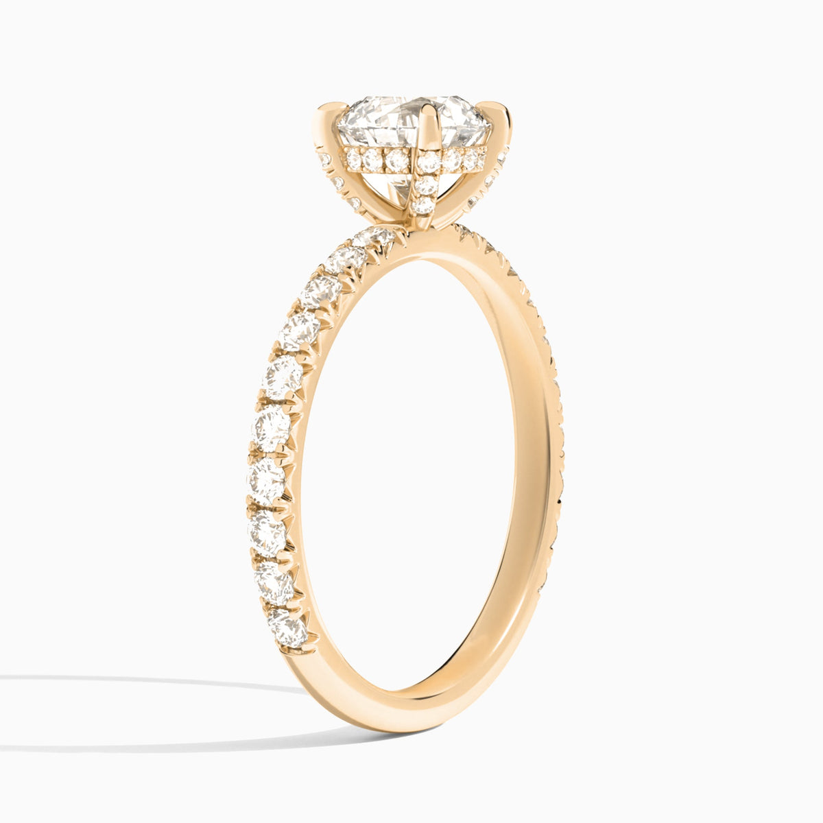 Round Artemis Lab Grown Diamond Engagement Ring In 14K Rose Gold, Angle View
