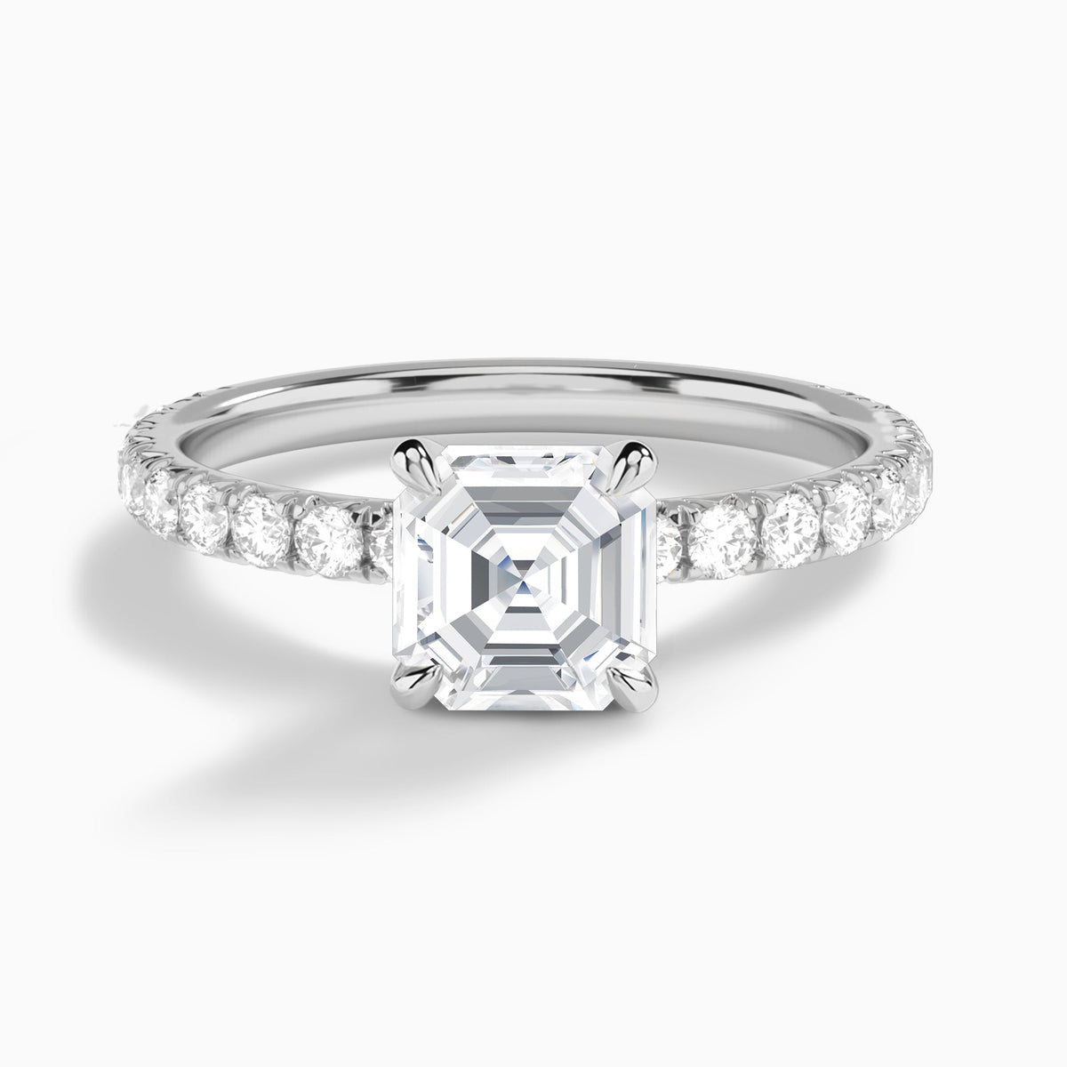 Asscher Artemis Lab Grown Diamond Engagement Ring In 18K White Gold - Lucenjuri