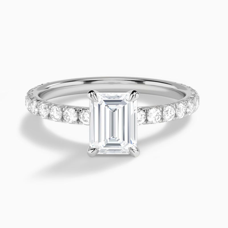 Emerald Artemis Lab Grown Diamond Engagement Ring In 14K White Gold - Lucenjuri