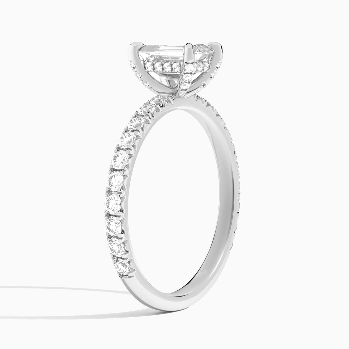 Emerald Artemis Lab Grown Diamond Engagement Ring In 14K White Gold, Angle View