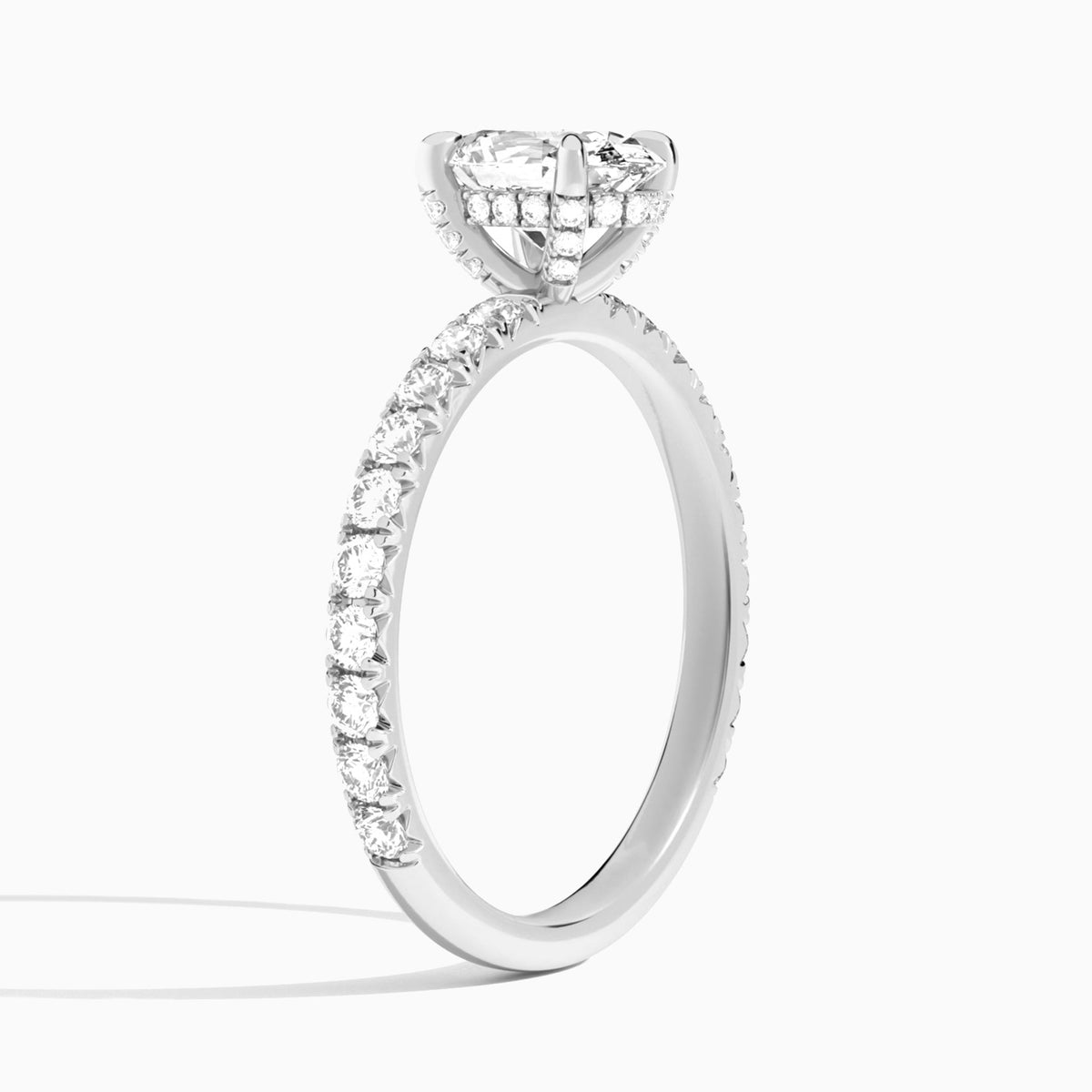 Oval Artemis Lab Grown Diamond Engagement Ring In 18K White Gold, Angle View