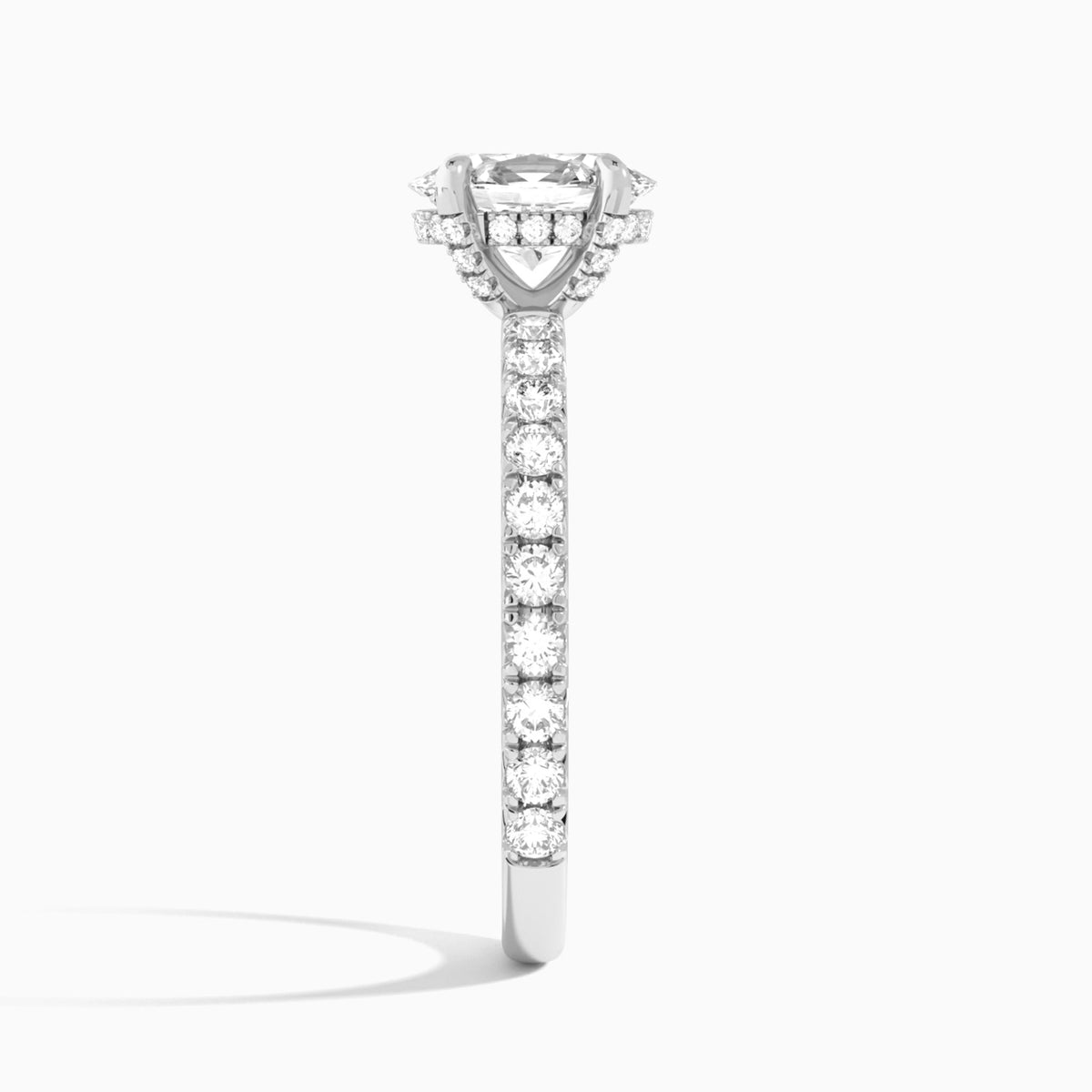 Oval Artemis Lab Grown Diamond Engagement Ring In 18K White Gold, Side View