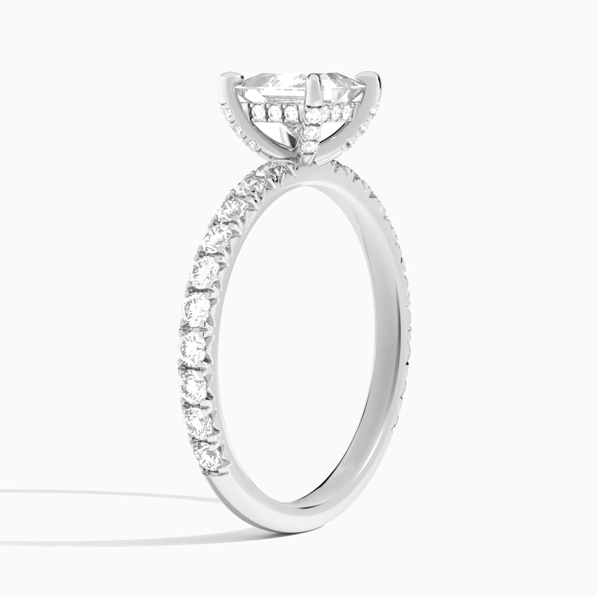Princess Artemis Lab Grown Diamond Engagement Ring In 18K White Gold, Angle View