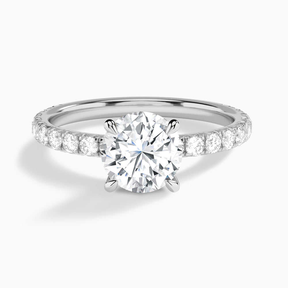 Round Artemis Lab Grown Diamond Engagement Ring In 14K White Gold - Lucenjuri