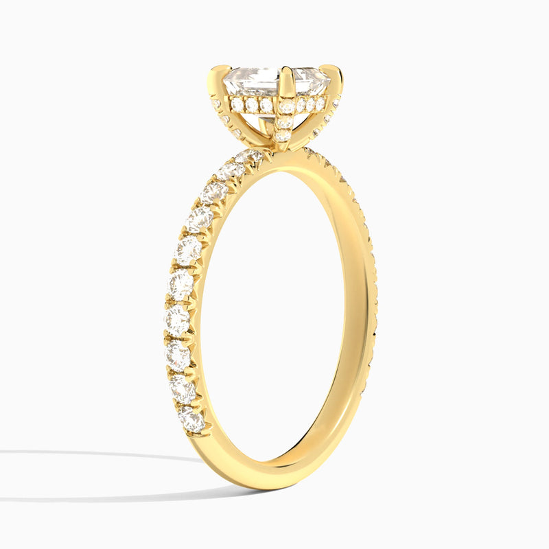 Asscher Artemis Lab Grown Diamond Engagement Ring In 18K Yellow Gold, Angle View