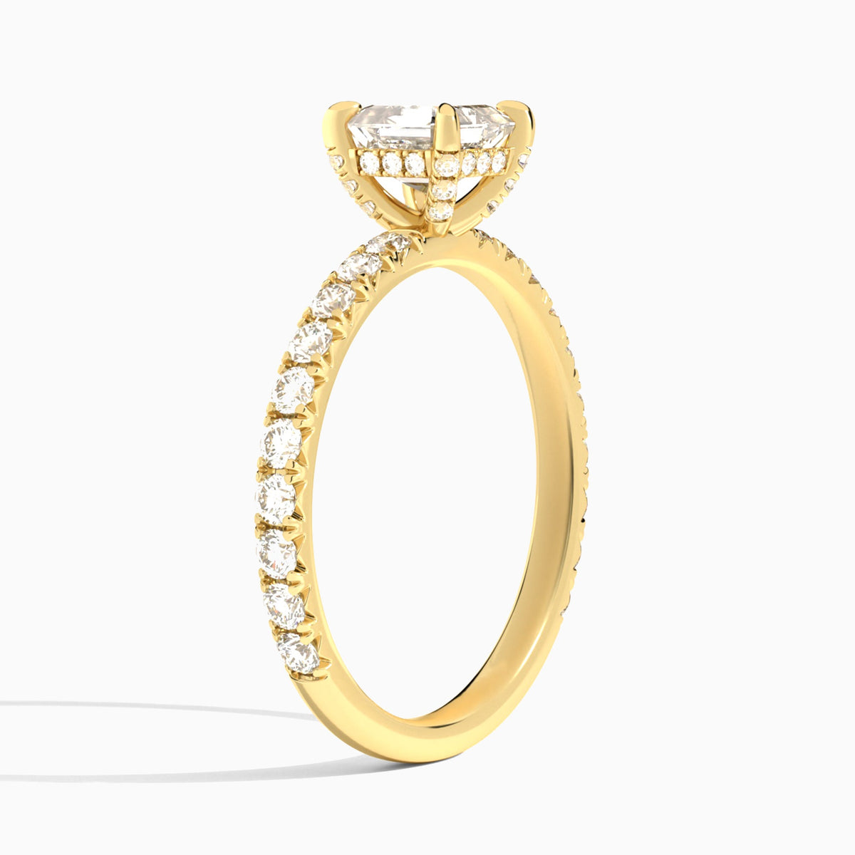 Asscher Artemis Lab Grown Diamond Engagement Ring In 14K Yellow Gold, Angle View