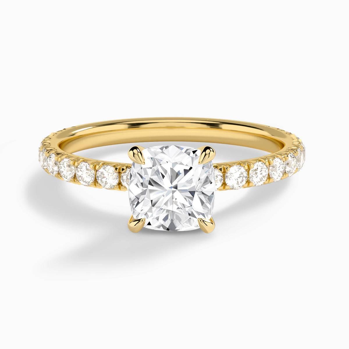 Cushion Artemis Lab Grown Diamond Engagement Ring In 14K Yellow Gold - Lucenjuri