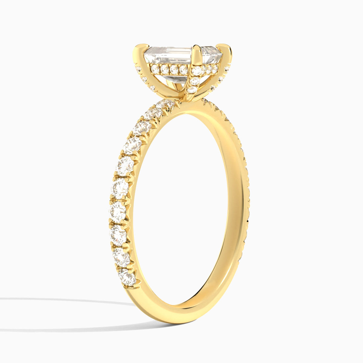Emerald Artemis Lab Grown Diamond Engagement Ring In 18K Yellow Gold, Angle View
