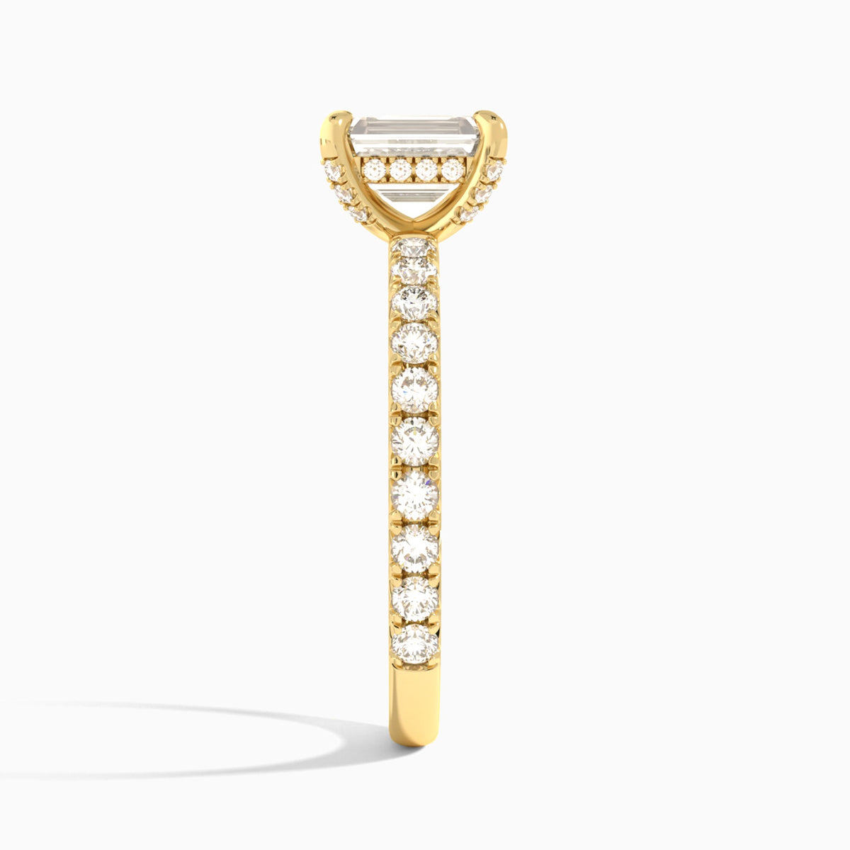 Emerald Artemis Lab Grown Diamond Engagement Ring In 18K Yellow Gold, Side View