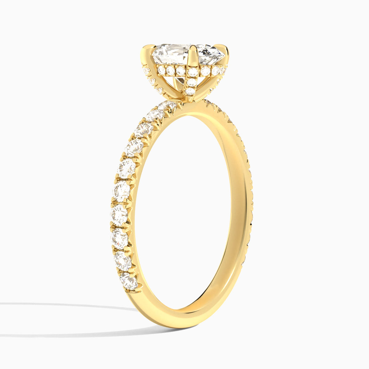 Oval Artemis Lab Grown Diamond Engagement Ring In 14K Yellow Gold, Angle View