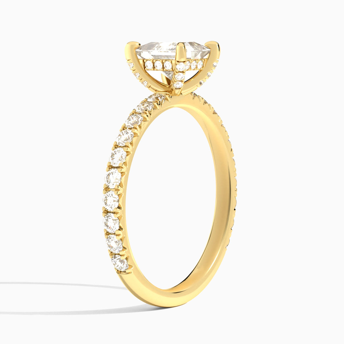 Princess Artemis Lab Grown Diamond Engagement Ring In 14K Yellow Gold, Angle View