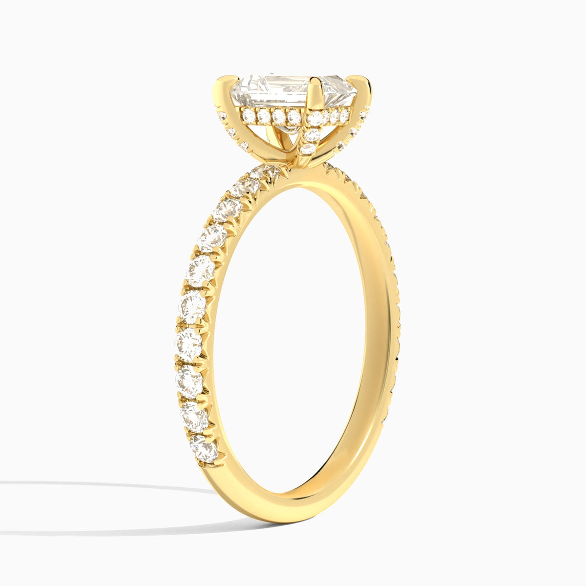 Radiant Artemis Lab Grown Diamond Engagement Ring In 14K Yellow Gold, Angle View