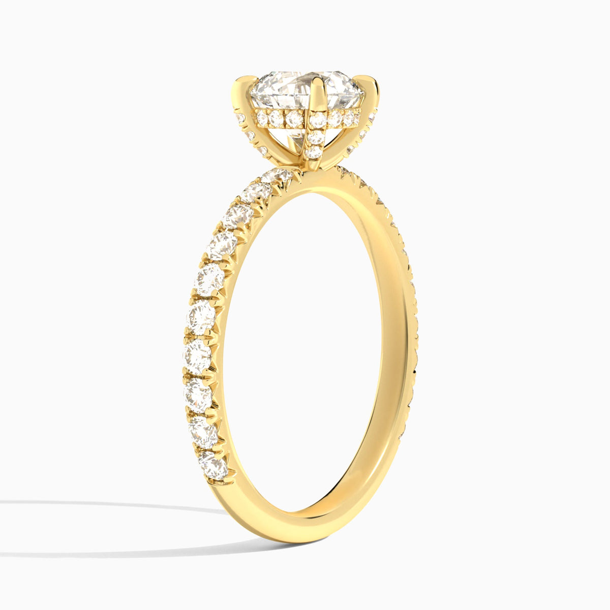 Round Artemis Lab Grown Diamond Engagement Ring In 14K Yellow Gold, Angle View
