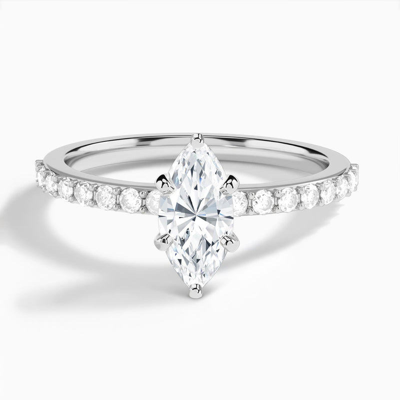 Marquise Petite Classic Lab Grown Diamond Engagement Ring In Platinum - Lucenjuri