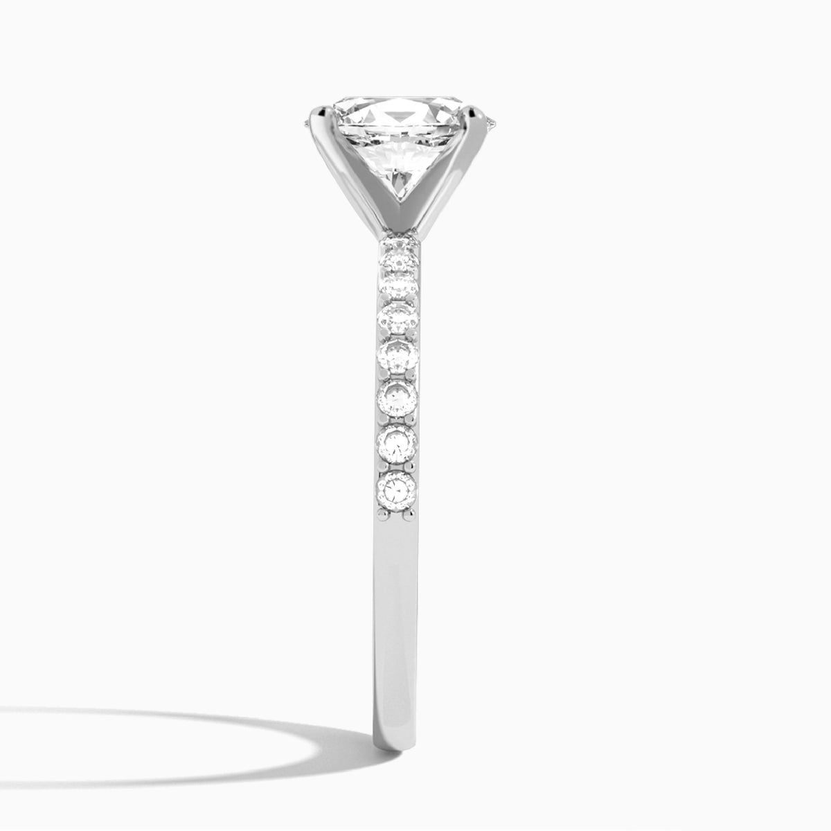 Oval Petite Classic Lab Grown Diamond Engagement Ring In Platinum, Side View