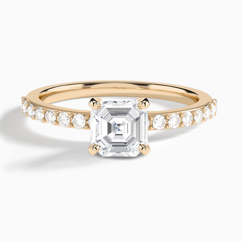 Asscher Petite Classic Lab Grown Diamond Engagement Ring In 14K Rose Gold - Lucenjuri