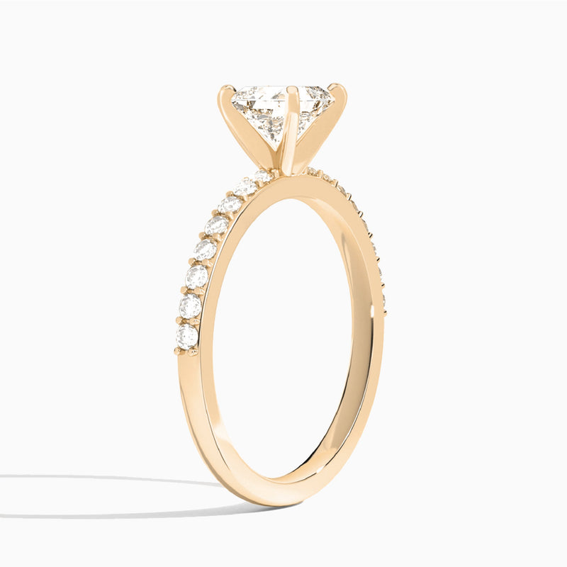 Asscher Petite Classic Lab Grown Diamond Engagement Ring In 14K Rose Gold, Angle View