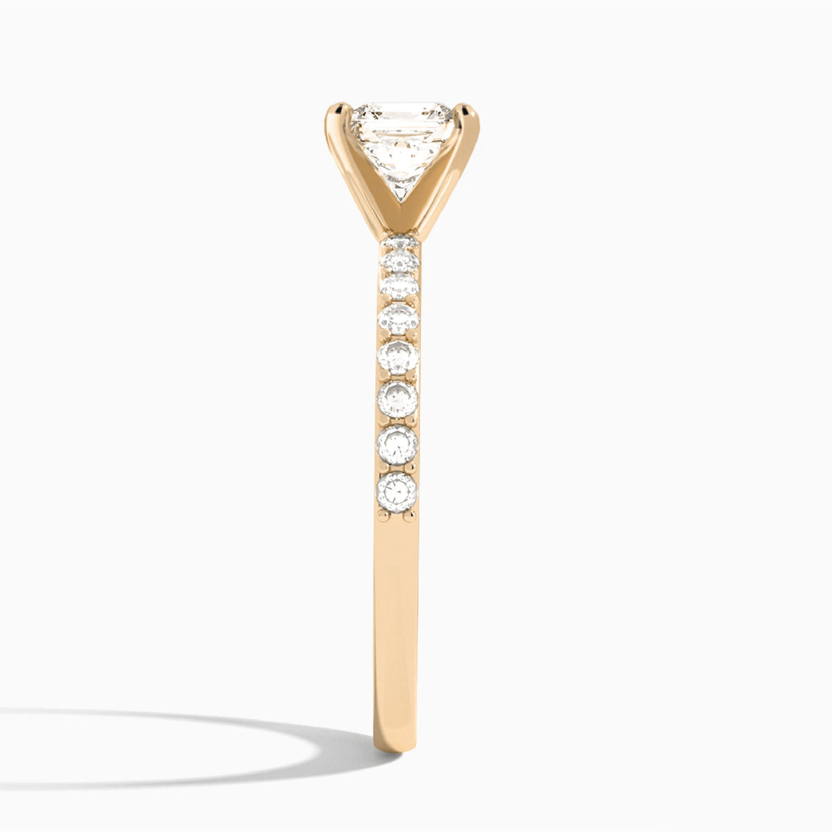 Asscher Petite Classic Lab Grown Diamond Engagement Ring In 14K Rose Gold, Side View