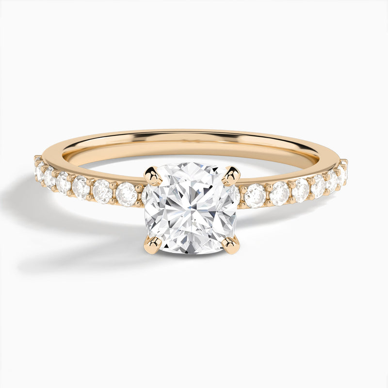 Cushion Petite Classic Lab Grown Diamond Engagement Ring In 14K Rose Gold - Lucenjuri