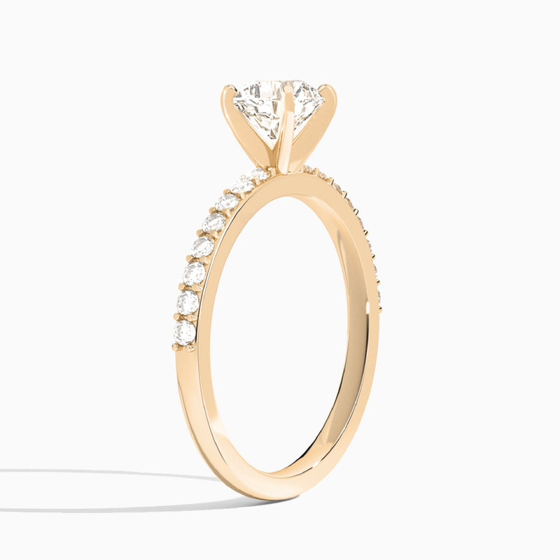 Cushion Petite Classic Lab Grown Diamond Engagement Ring In 14K Rose Gold, Angle View