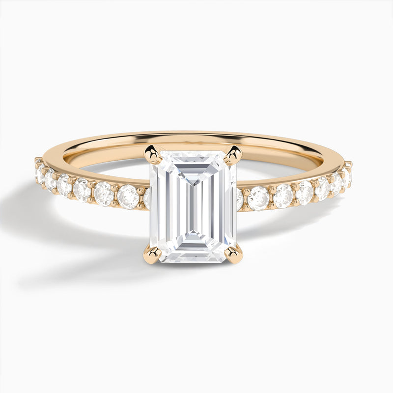 Emerald Petite Classic Lab Grown Diamond Engagement Ring In 14K Rose Gold - Lucenjuri