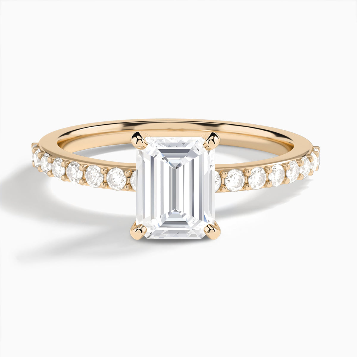 Emerald Petite Classic Lab Grown Diamond Engagement Ring In 14K Rose Gold - Lucenjuri
