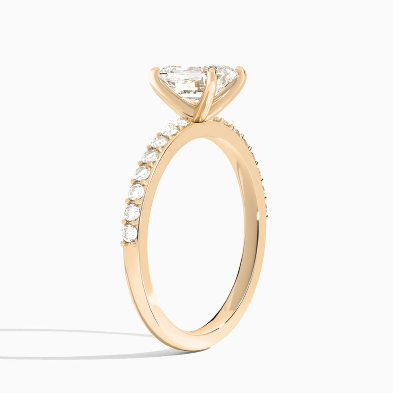Emerald Petite Classic Lab Grown Diamond Engagement Ring In 14K Rose Gold, Angle View