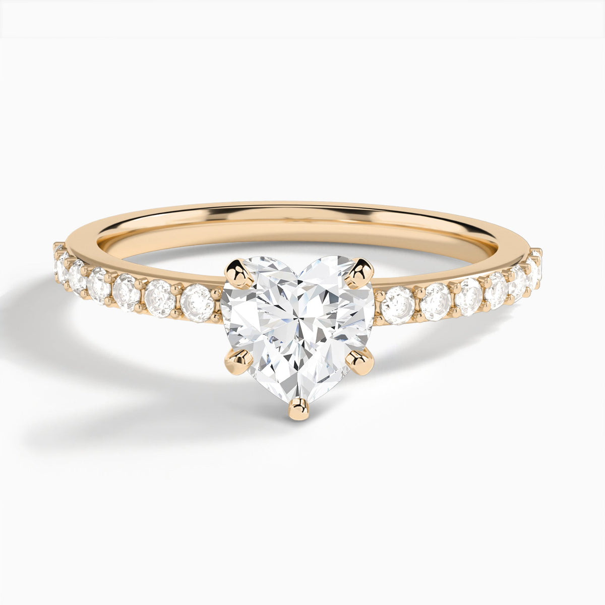 Heart Petite Classic Lab Grown Diamond Engagement Ring In 14K Rose Gold - Lucenjuri