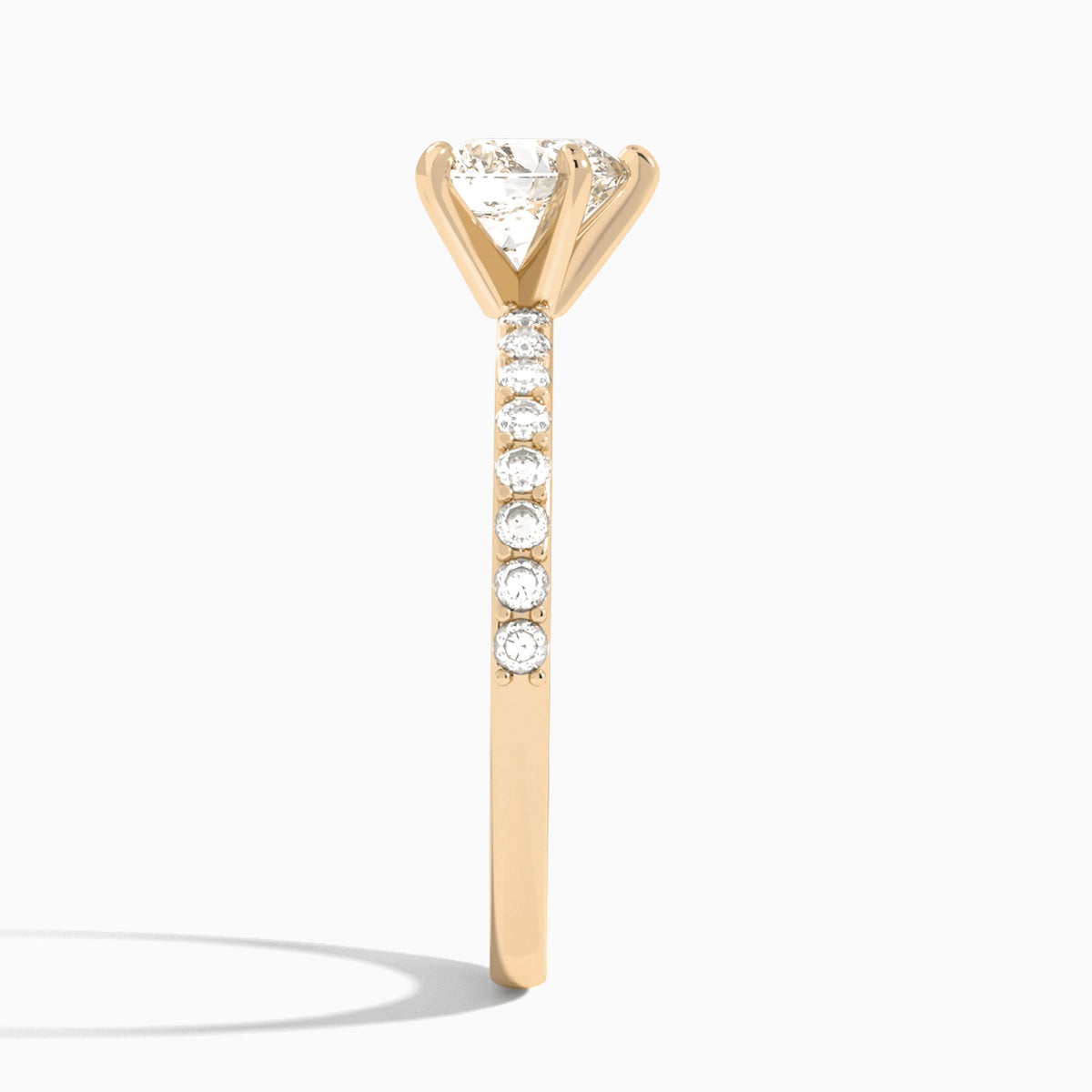 Heart Petite Classic Lab Grown Diamond Engagement Ring In 14K Rose Gold, Side View