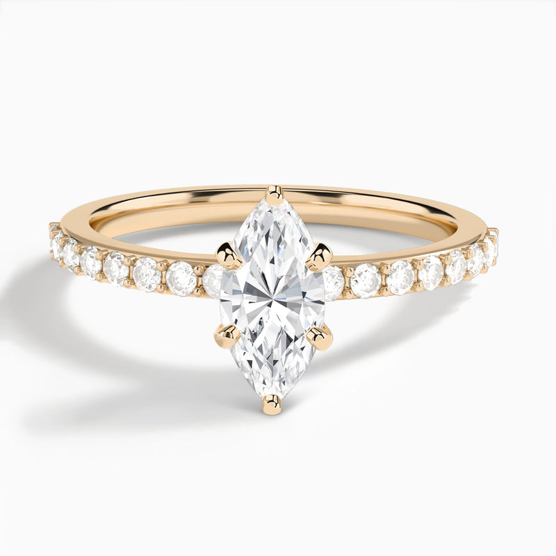 Marquise Petite Classic Lab Grown Diamond Engagement Ring In 14K Rose Gold - Lucenjuri