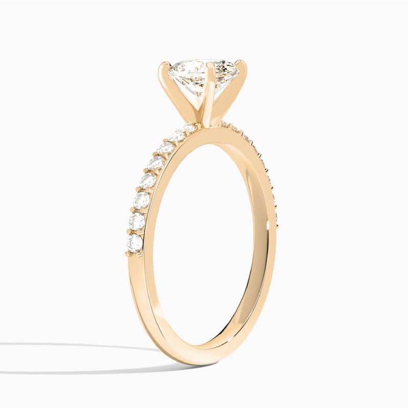 Oval Petite Classic Lab Grown Diamond Engagement Ring In 14K Rose Gold, Angle View