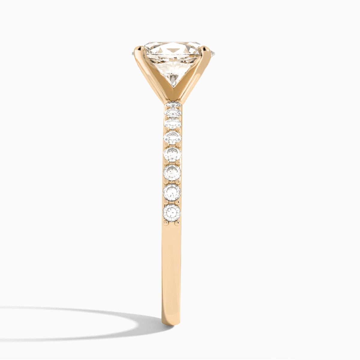 Oval Petite Classic Lab Grown Diamond Engagement Ring In 14K Rose Gold, Side View