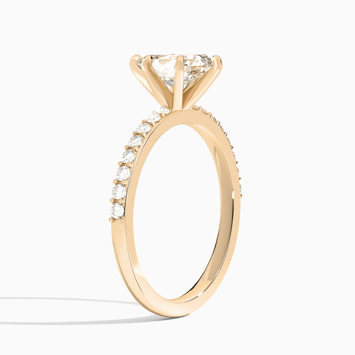 Pear Petite Classic Lab Grown Diamond Engagement Ring In 14K Rose Gold, Angle View