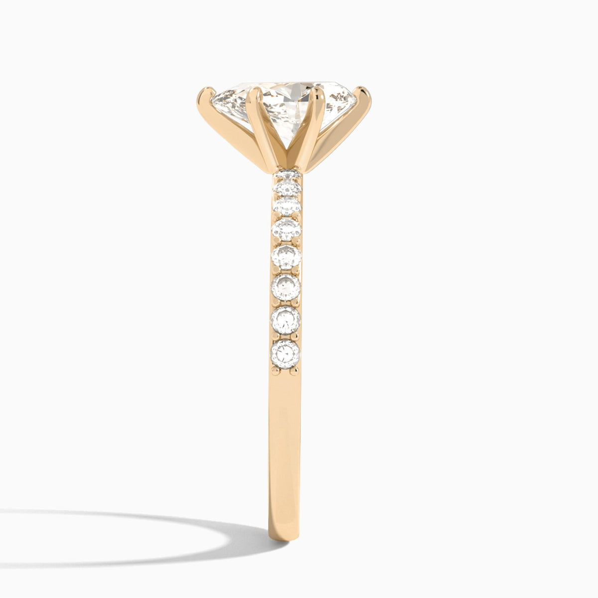 Pear Petite Classic Lab Grown Diamond Engagement Ring In 14K Rose Gold, Side View