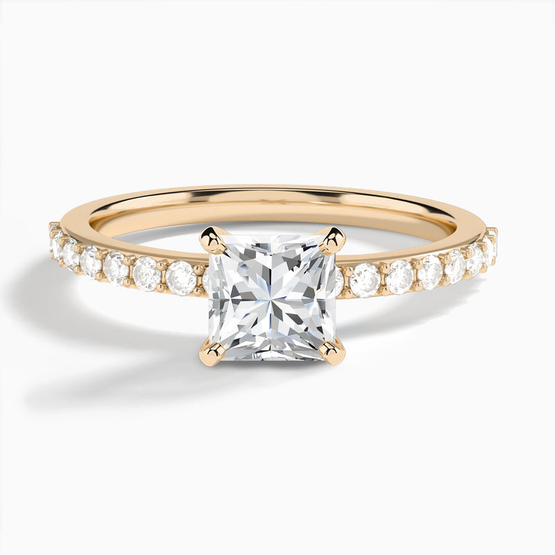 Princess Petite Classic Lab Grown Diamond Engagement Ring In 14K Rose Gold - Lucenjuri