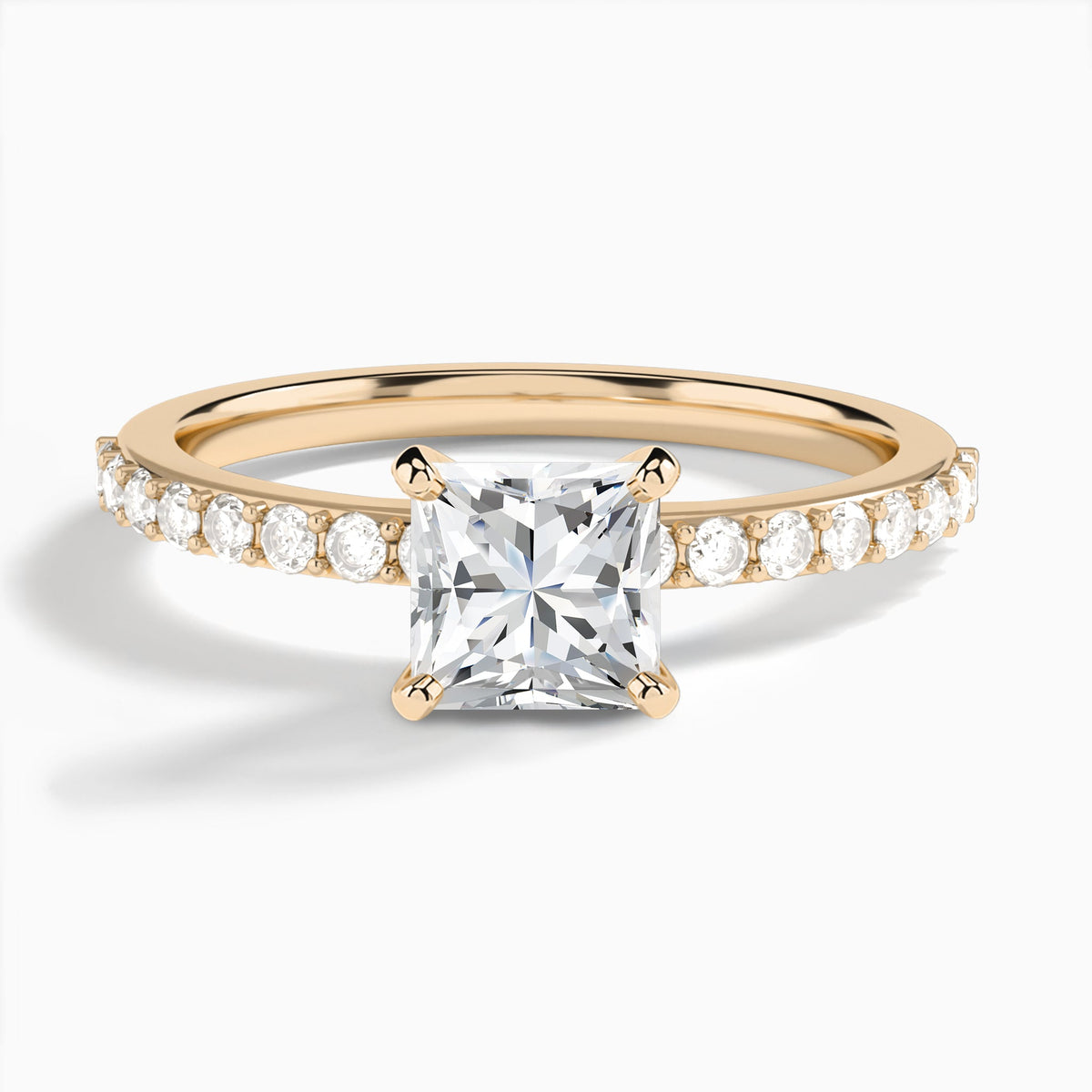 Princess Petite Classic Lab Grown Diamond Engagement Ring In 14K Rose Gold - Lucenjuri