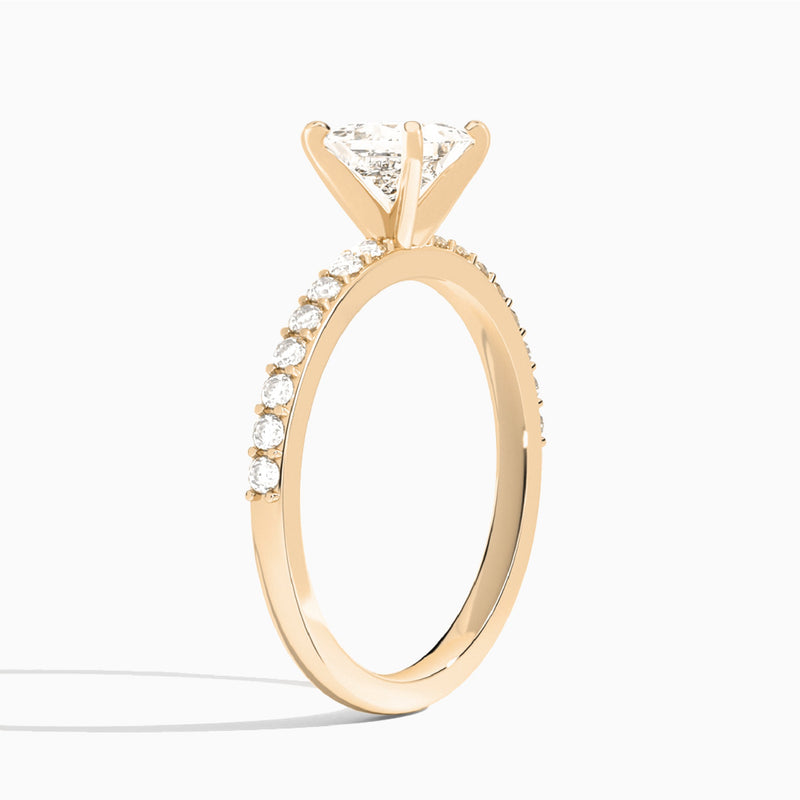 Princess Petite Classic Lab Grown Diamond Engagement Ring In 14K Rose Gold, Angle View