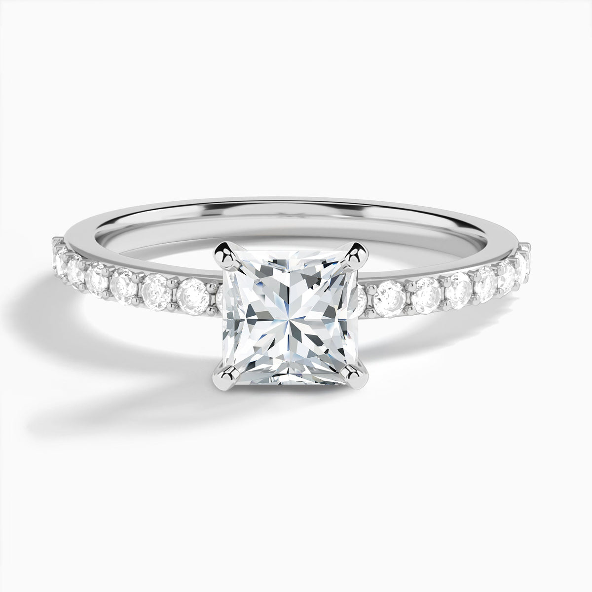 Princess Petite Classic Lab Diamond Engagement Ring In 18K White Gold - Lucenjuri