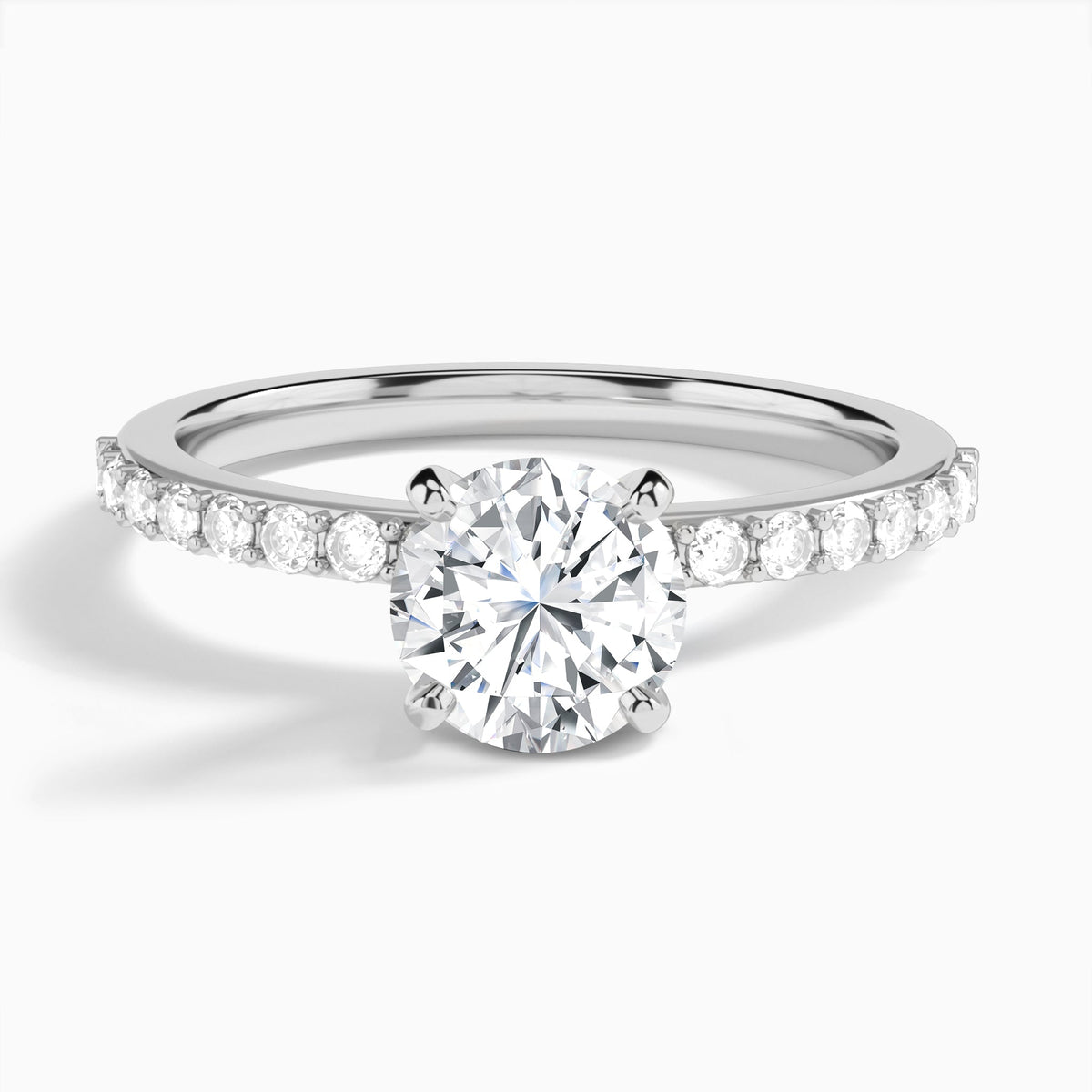 Round Petite Classic Lab Diamond Engagement Ring In 14K White Gold - Lucenjuri