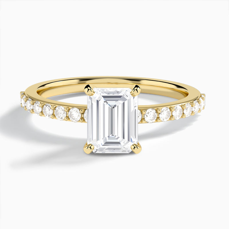 Emerald Petite Classic Lab Diamond Engagement Ring In 18K Yellow Gold - Lucenjuri