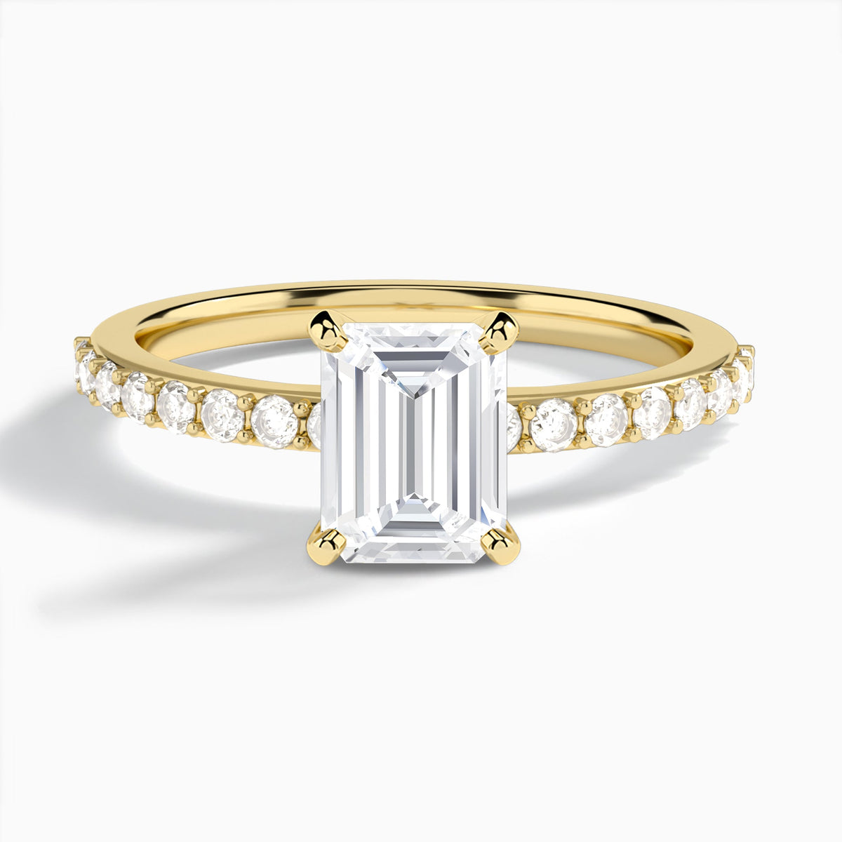 Emerald Petite Classic Lab Diamond Engagement Ring In 18K Yellow Gold - Lucenjuri