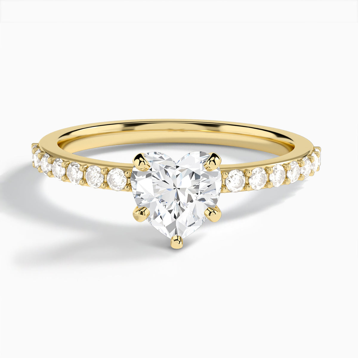 Heart Petite Classic Lab Diamond Engagement Ring In 18K Yellow Gold - Lucenjuri