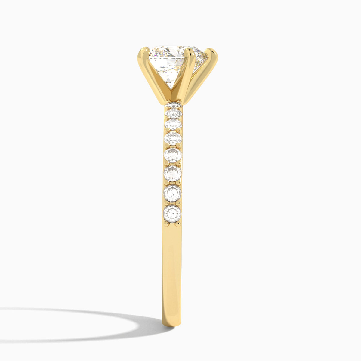 Heart Petite Classic Lab Diamond Engagement Ring In 18K Yellow Gold, Side View