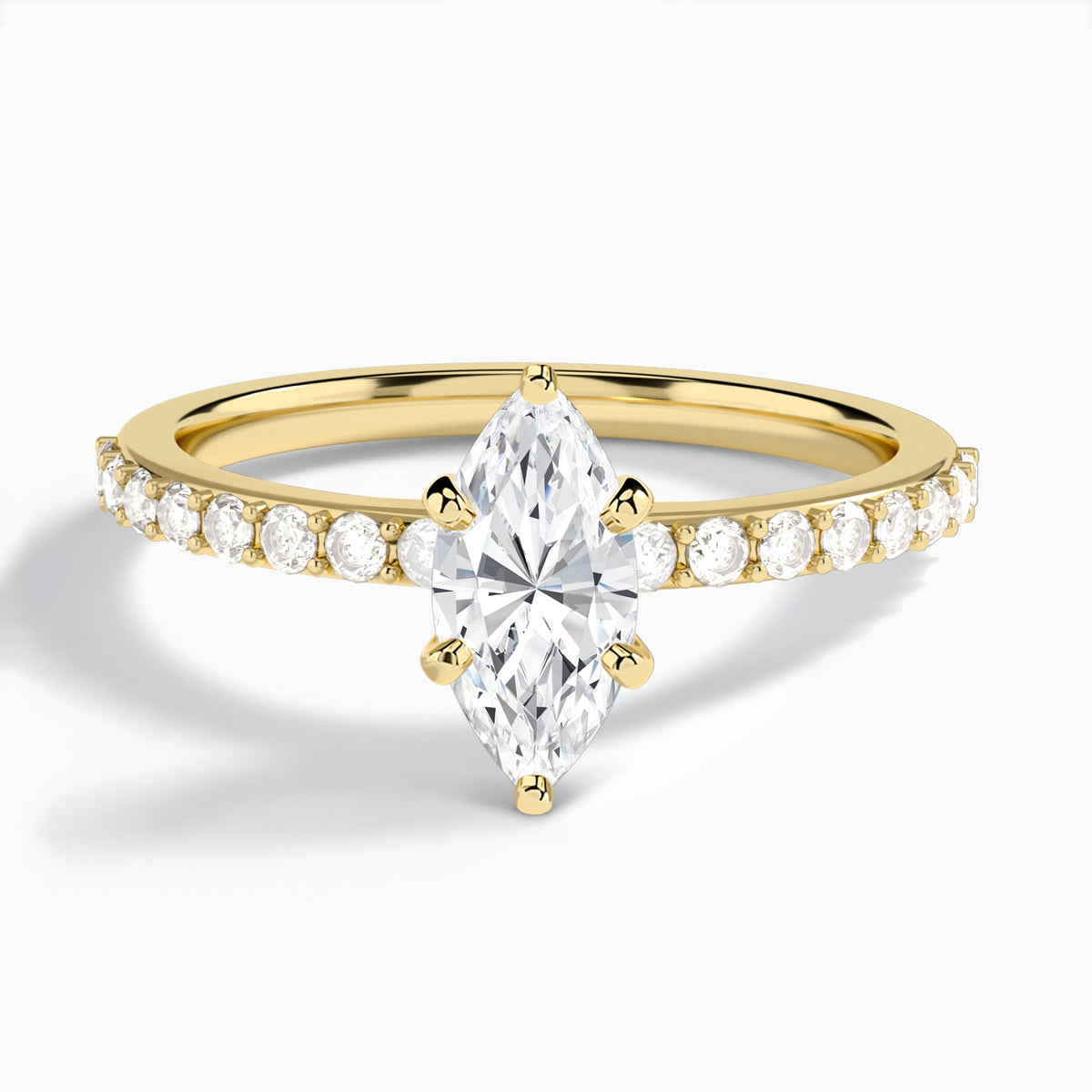 Marquise Petite Classic Lab Diamond Engagement Ring In 14K Yellow Gold - Lucenjuri