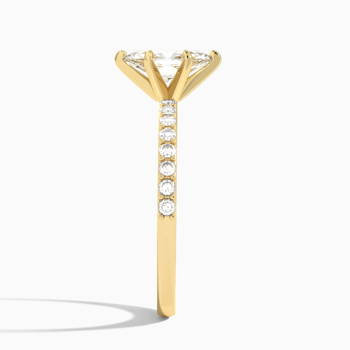 Marquise Petite Classic Lab Diamond Engagement Ring In 18K Yellow Gold, Side View